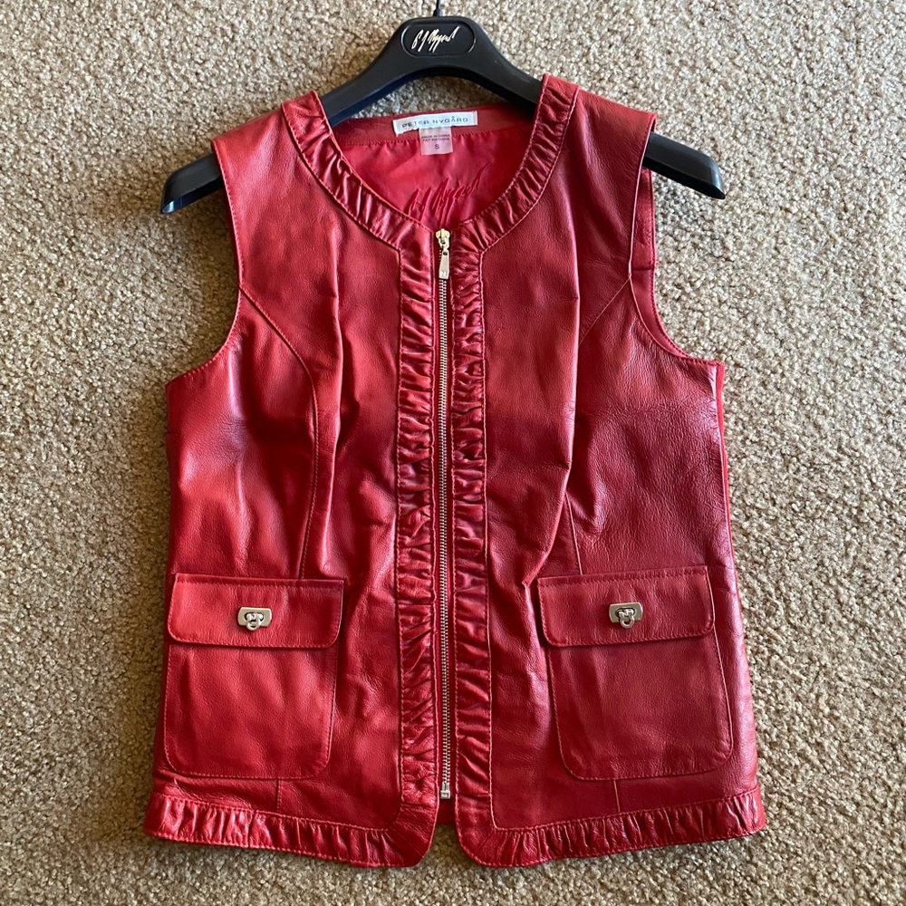 Leather Red sleeveless top